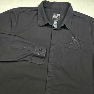Vtg Y2K Metal Mulisha Button Down Shirt Mens XL Black Long Sleeve Skull Graphic